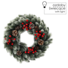 CHRISTMAS WREATH 40 LED WHITE-GREEN WITH PINECONES
