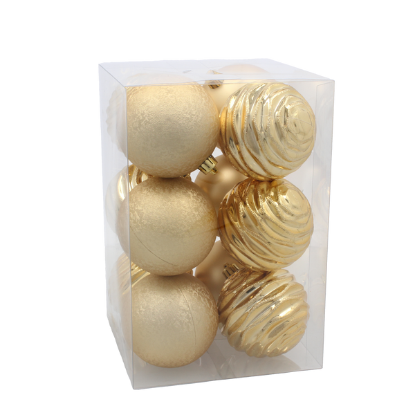 KPL. 12 BOMBS 8 CM RED / GOLD / SILVER *3757