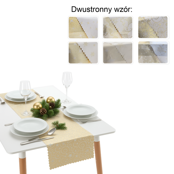 BIEŻNIK DWUSTRONNY ZŁOTY MIX 35X160 CM BOŻE NARODZENIE OPAK. 1SZT *4389