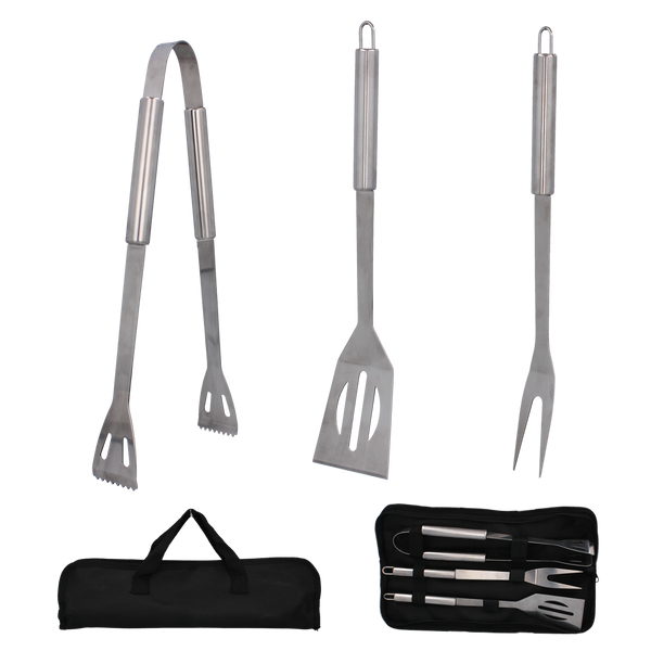 KPL. 3 AKCESORIÓW DO GRILLA W ETUI ŁOPATKA/WIDELEC/SZCZYPCE opak=6kpl