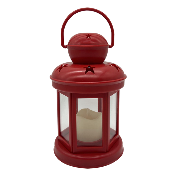 LAMPION CU TIMP LED 10 x 10 x 19 CM - ARGINTIU / AURII / ROȘU disp=9buc *9379