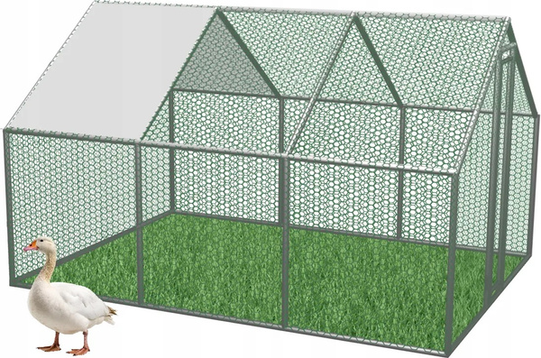 WOLIERA / ZAGRODA METALOWA DLA ZWIERZĄT 4.5 x 3 x 1.95 M Z CZĘŚCIOWYM ZADASZENIEM