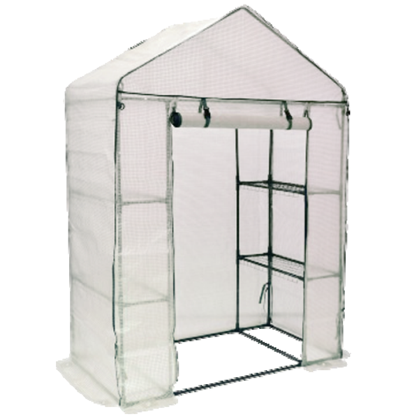 SZKLARNIA OGRODOWA Z PÓŁKAMI BIAŁA 140 x 73 x 200 CM *5484