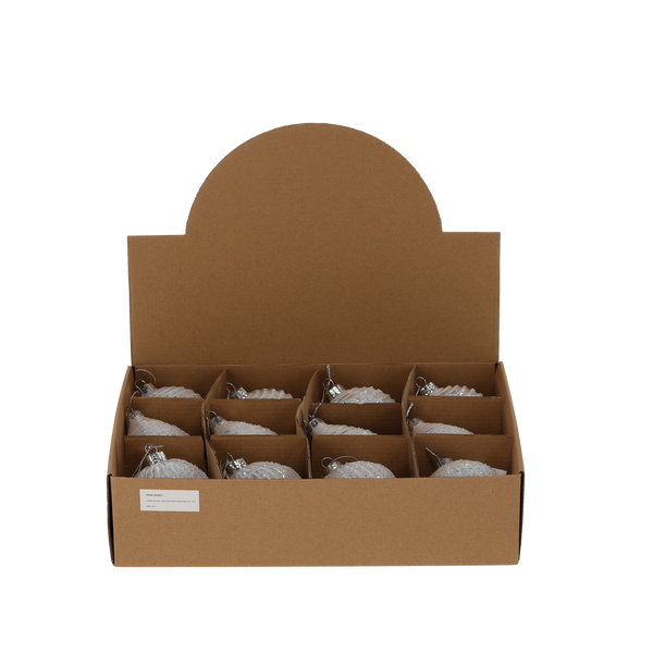 BOMBKA SZKLANA - BIAŁA POŁYSK MIX WZORÓW disp=12szt *4471