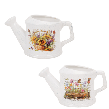 OSŁONKA CERAMICZNA NA DONICZKĘ KONEWKA 33 x 18 x 17 CM BIAŁA MIX WZORÓW *5832