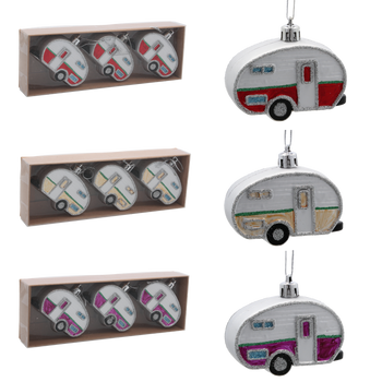 SET OF 3 CHRISTMAS TREE DECORATIONS CAR 8 CM