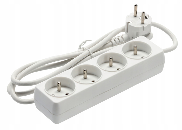 EXTENSION CORD POWER STRIP 4 SOCKETS 1.5M WHITE