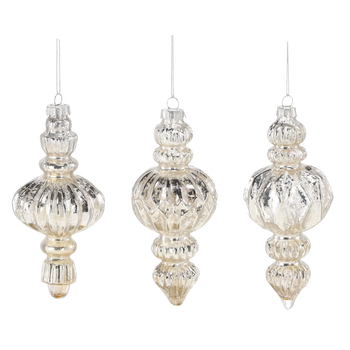 GLASS CHRISTMAS ORNAMENT - CHAMPAGNE COLOR MIX DESIGNS