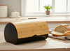 BREAD BOX SABROSO - ENAMELED WITH BAMBOO LID 38 x 25 x 8 CM BLACK