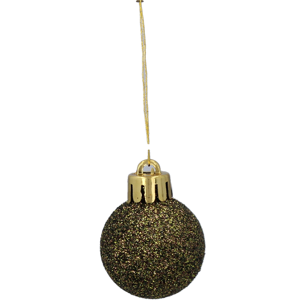 SET OF 31 BAUBLES 3-4.5 CM OLIVE/COPPER/GRAPHITE MIX DESIGNS