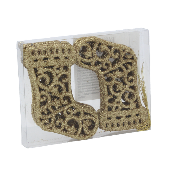 KPL. 12 OZDÓB CHOINKOWYCH - BUT 10 CM CZERWONY/ZŁOTY/SREBRNY *3553