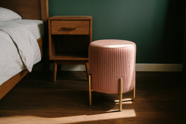 ROUND POUF WITH LEGS 28 X 42 CM PINK