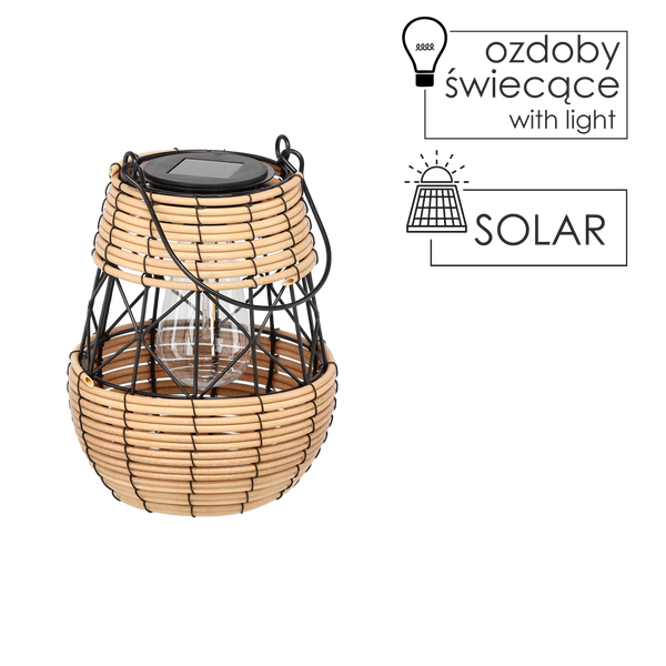 SOLÁRNÍ LAMPA METALOVÁ - ČERNOBÉŽOVÁ 23 CM *8945