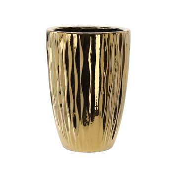 OSŁONKA CERAMICZNA NA DONICZKĘ 37 x 37 x 46 CM ZŁOTA POŁYSK *3574