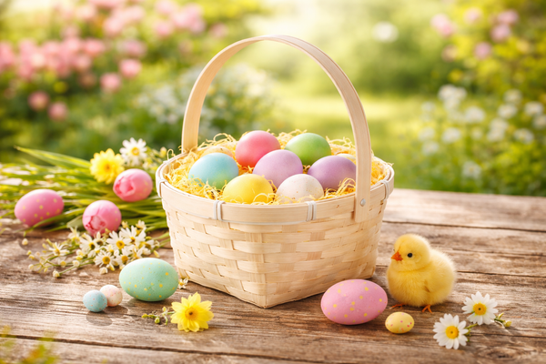 EASTER BASKET WITH MOVABLE HANDLE 20 x 20 x 10 CM MIX 2 COLORS