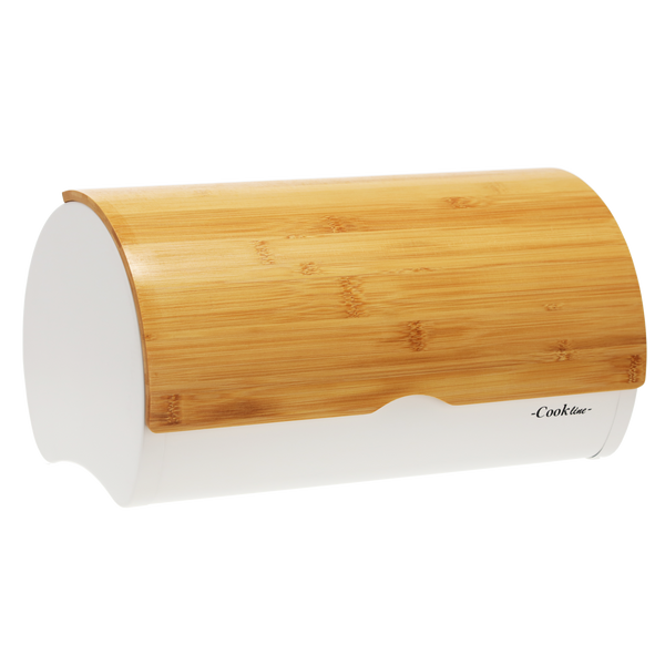 CHLEBAK SABROSO - EMALIOWANY Z POKRYWĄ BAMBUSOWĄ 38 x 25 x 18 CM BIAŁY *8909