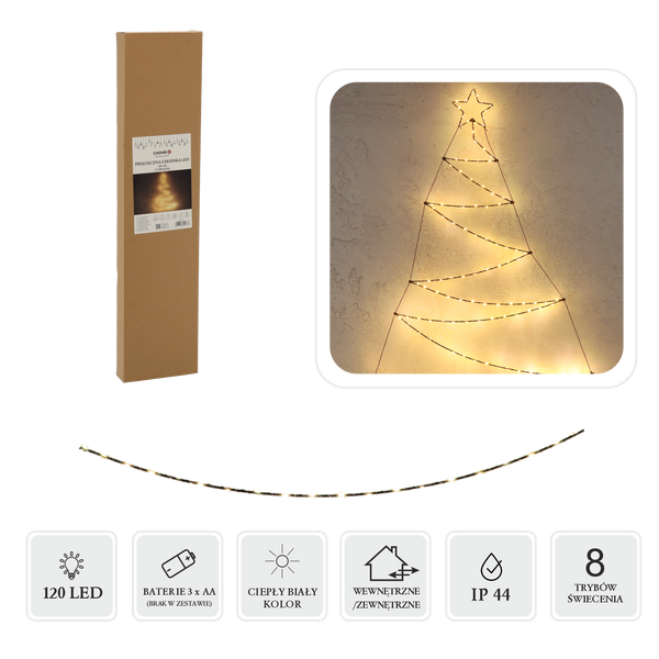 Vianočná dekorácia - LED stromček s hviezdou 105 cm 120 L teplá biela na batérie *0221