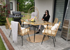 GARDEN FURNITURE SET (TABLE, 6 CHAIRS) - BROWN, CUSHIONS - GREY