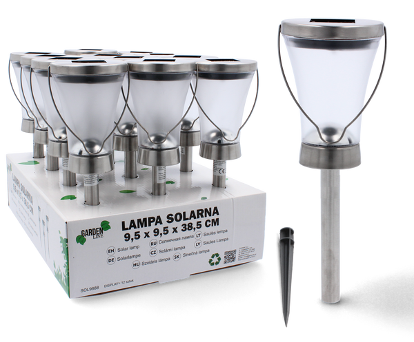 SOLÁRNA LAMPA SVETLO 9,5 x 9,5 x 38,5 CM, disp.12ks*9888