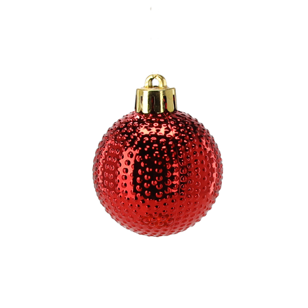 SET OF 16 BAUBLES 4 CM RED/GOLD/SILVER