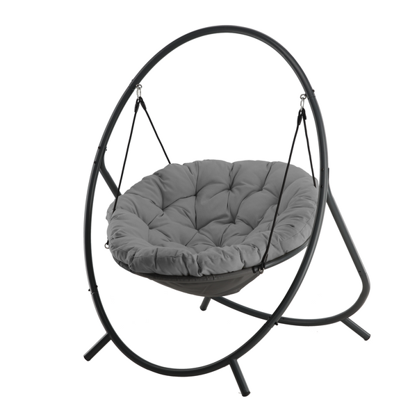 FOTEL WISZĄCY PATIO - CIEMNO SZARA PODUSZKA, SZARA RAMA 115,5X140X167,5CM 