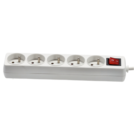 Prelungitor priza cu comutator 5 socluri 1,5 m alb *8633