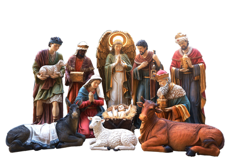 SET OF 11 CHRISTMAS FIGURINES 203 CM WITH LIT ANGEL AND JESUS