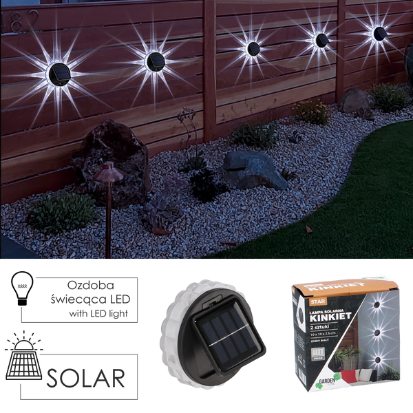 KPL.2 SOLÁRNÍ SVÍTIDLA - NÁSTĚNNÉ SVÍTIDLO 10 x 10 x 2,5 CM STAR LED STUDENÁ BÍLÁ *3712