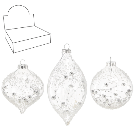 GLASS ORNAMENT - TRANSLUCENT DECORATED MIXED PATTERNS