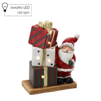 FIGURĂ DE CRĂCIUN - MOȘ NICOLAE CU CADOURI 29,5 X 15 X 36 CM LED *1445