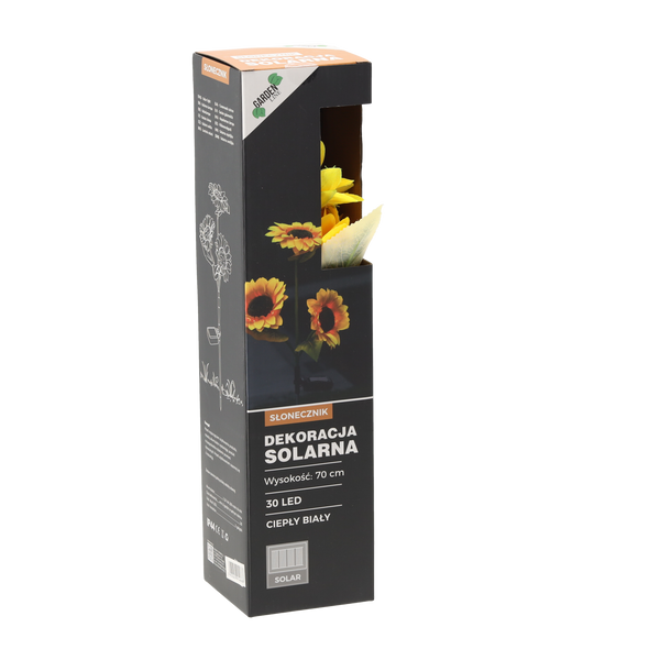 SOLÁRNA LAMPA H 70 CM SLNEČNÍK 30 LED TEPLÁ BIELA disp=12ks *4668