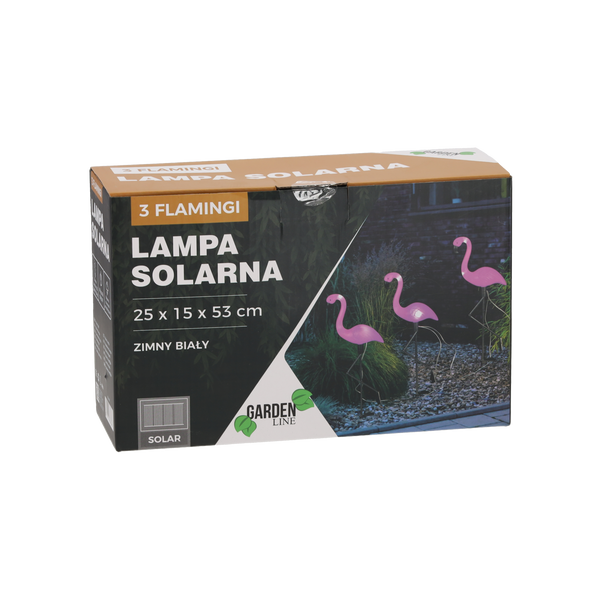 LAMPĂ SOLARĂ 25 x 15 x 53 CM 3 FLAMINGI 6 LED ALBA RECE *6087