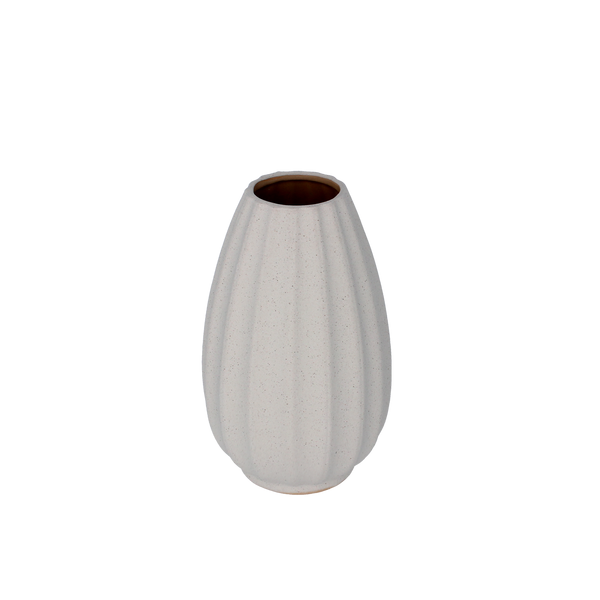 LOW WHITE CERAMIC VASE 13 X 13 X 20,5 CM