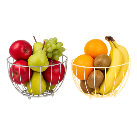METAL FRUIT BASKET 26x26x16,5 CM GOLD/SILVER