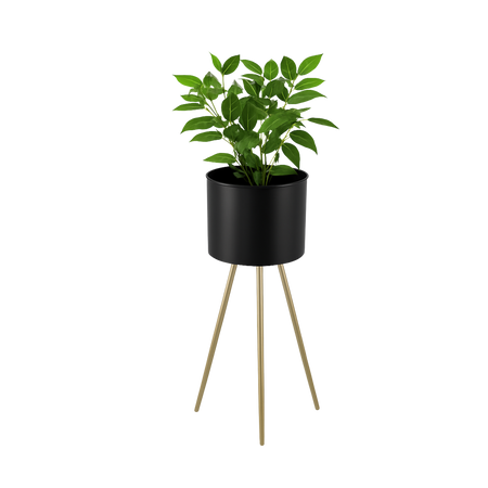 SUPORT PENTRU FLORI/PLANTE 18 x 18 x 50 CM NEGRU CU PICIORUȘE AURII *1401