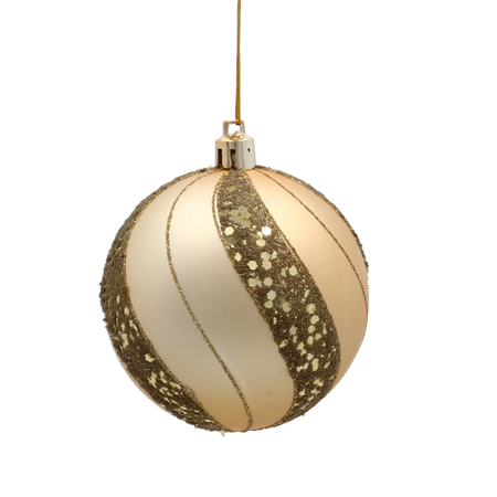 SET OF 6 CHRISTMAS BAUBLES GOLD 8 CM