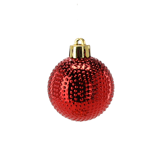 SET OF 16 BAUBLES 4 CM RED/GOLD/SILVER