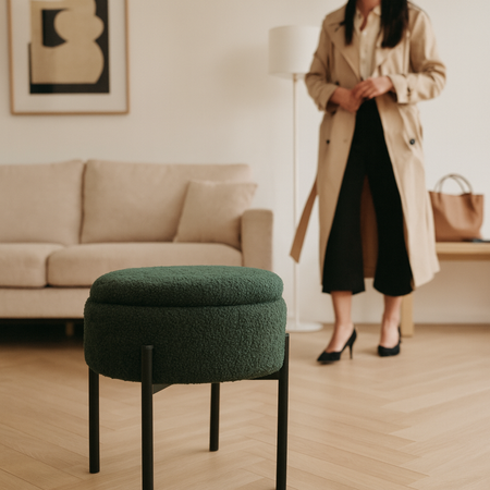 POUFF ROUND WITH METAL LEGS 28 x 31 CM GREEN