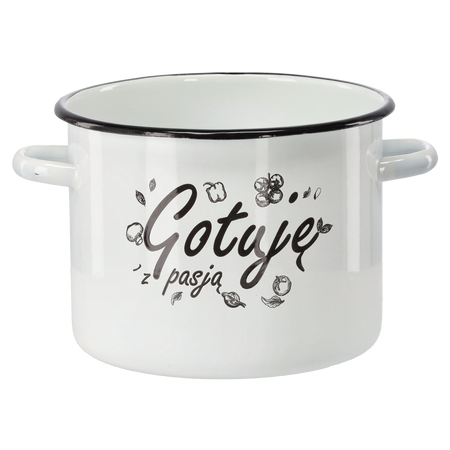 GARNEK EMALIOWANY 5,5 L 22 CM BIAŁY GOTUJĘ Z PASJĄ *2419