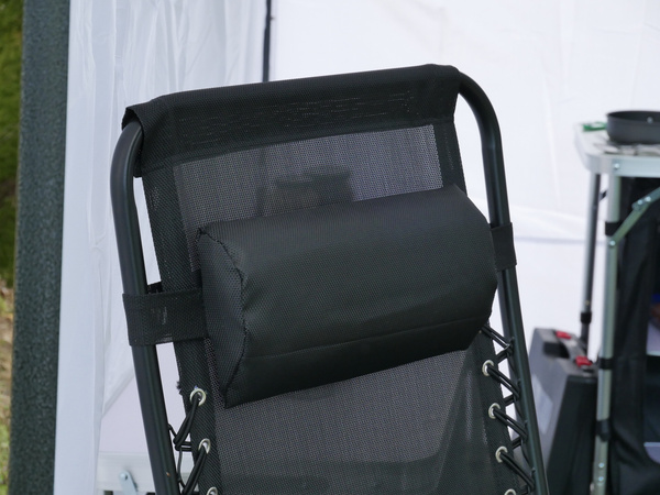 FOLDING GARDEN SUN LOUNGER WITH BASE, POCKET AND HEADREST BLACK