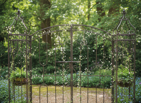 BRAMKA OGRODOWA 170 x 26 x 163 CM ANTYCZNY BRĄZ