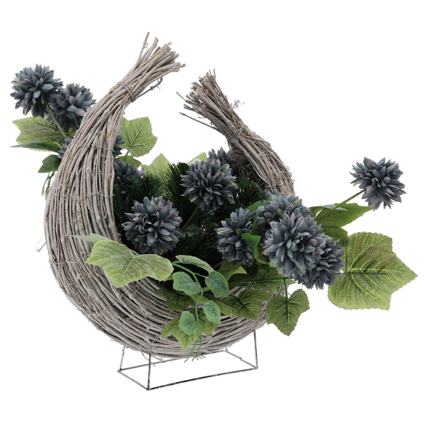 WREATH CH-27 (WIDTH 55 CM, HEIGHT 51 CM) SEMI-CIRCLE BASKET CHRYSANTHEMUM MIX COLOR