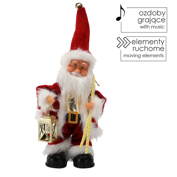 MOȘ NICOLAE CU LAMPION - CÂNTĂTOR 30,5 CM *6965