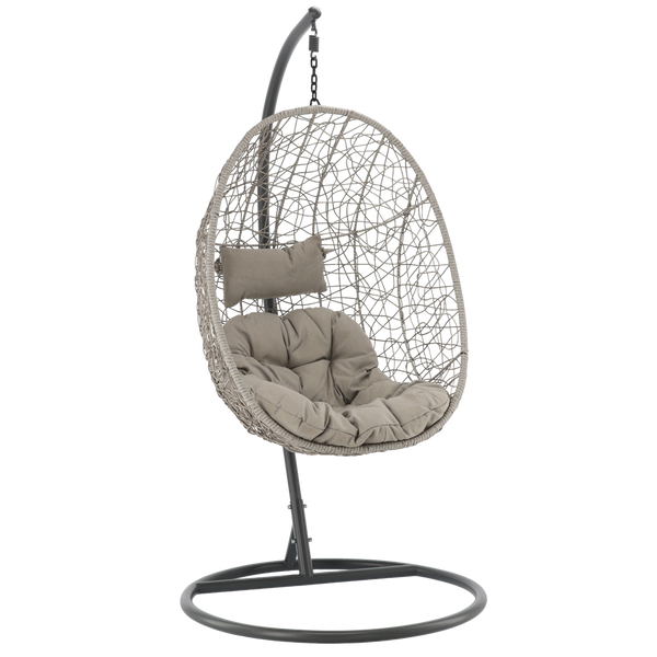 GRAY HANGING CHAIR, CUSHION - GRAY, FRAME - DARK GRAY, 115 X 90 X D67 CM