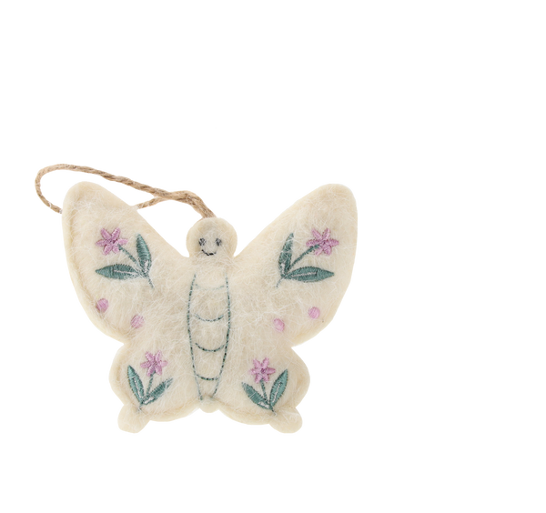 EASTER DECORATION - HANGING 9 x 8,5 CM BUTTERFLY WITH FLOWERS MIX 2 DESIGNS pack=12pcs