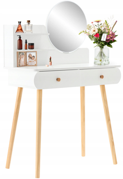 TOALETKA KOSMETYCZNA Z LUSTREM 80 x 40 x 120 CM BIAŁA *7872