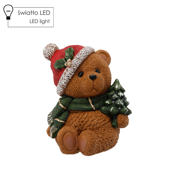 FIGURKA BOŽÍHO NAROZENÍ - MEDVÍDEK S VÁNOČNÍM STROMKEM 27 X 25 X 29 CM LED *1063