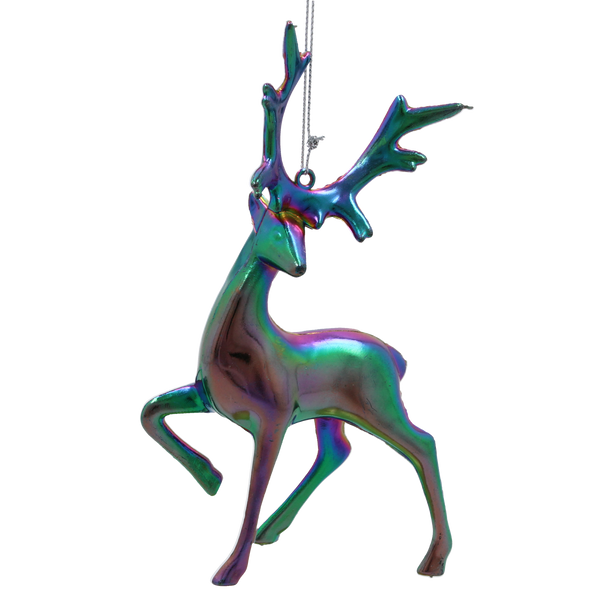 CHRISTMAS TREE DECORATION ELK WITH PETROL EFFECT 10 x 15 CM