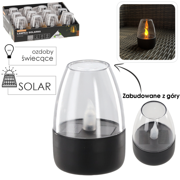 LAMPKA SOLARNA BEZOGNIOWA 6 x 6 x 9 CM LED CIEPŁY BIAŁY disp=12szt *5660