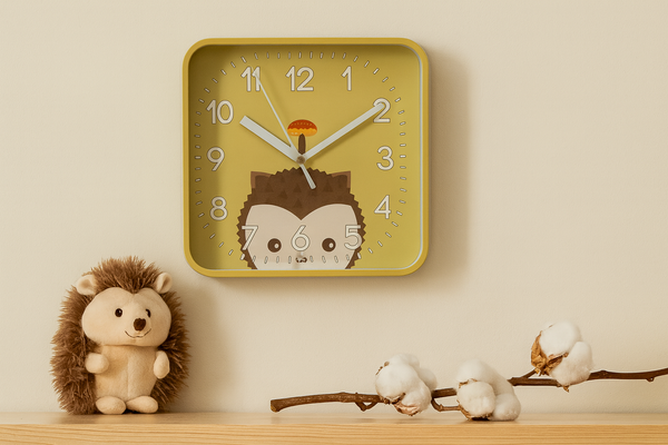 ZEGAR WISZĄCY DZIECIĘCY KWADRATOWY 20,2 x 20,2 x 3,5 CM MIX 4 WZORÓW *4603